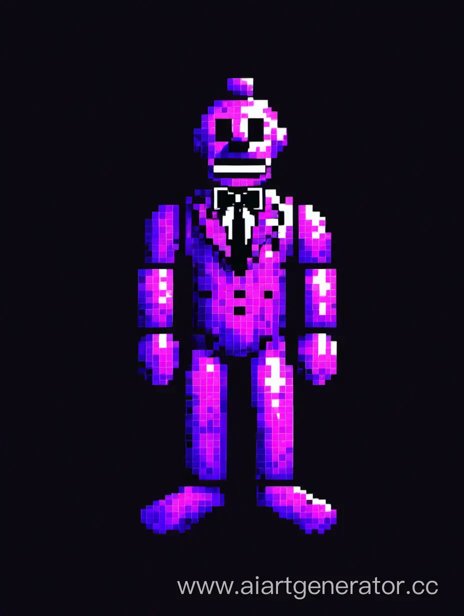 пиксельный фиолетовый человек из игры фнаф на черном фоне

