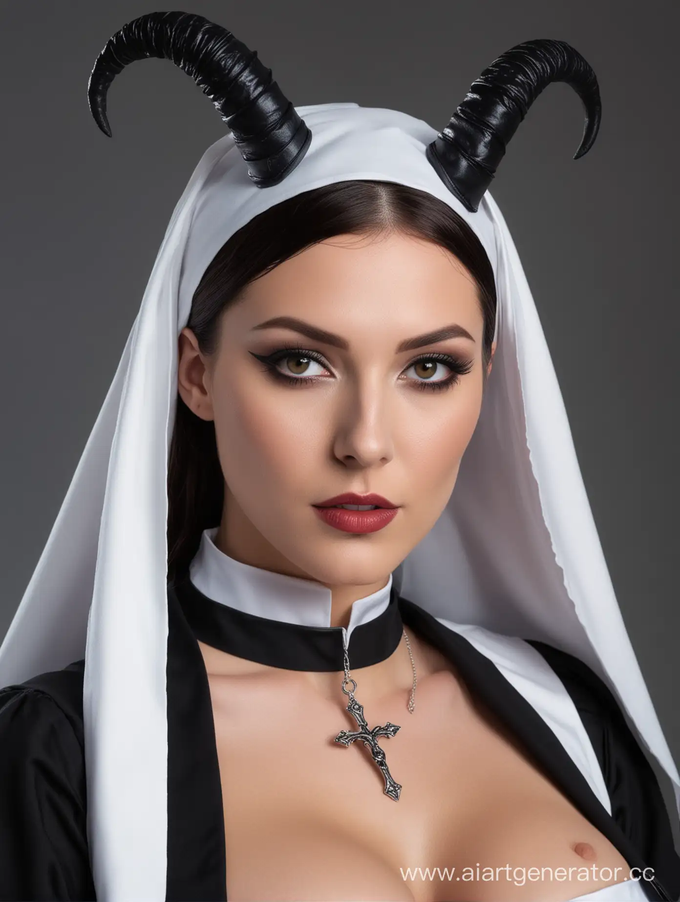 Sensual-Nun-with-Horns-in-Mysterious-Night
