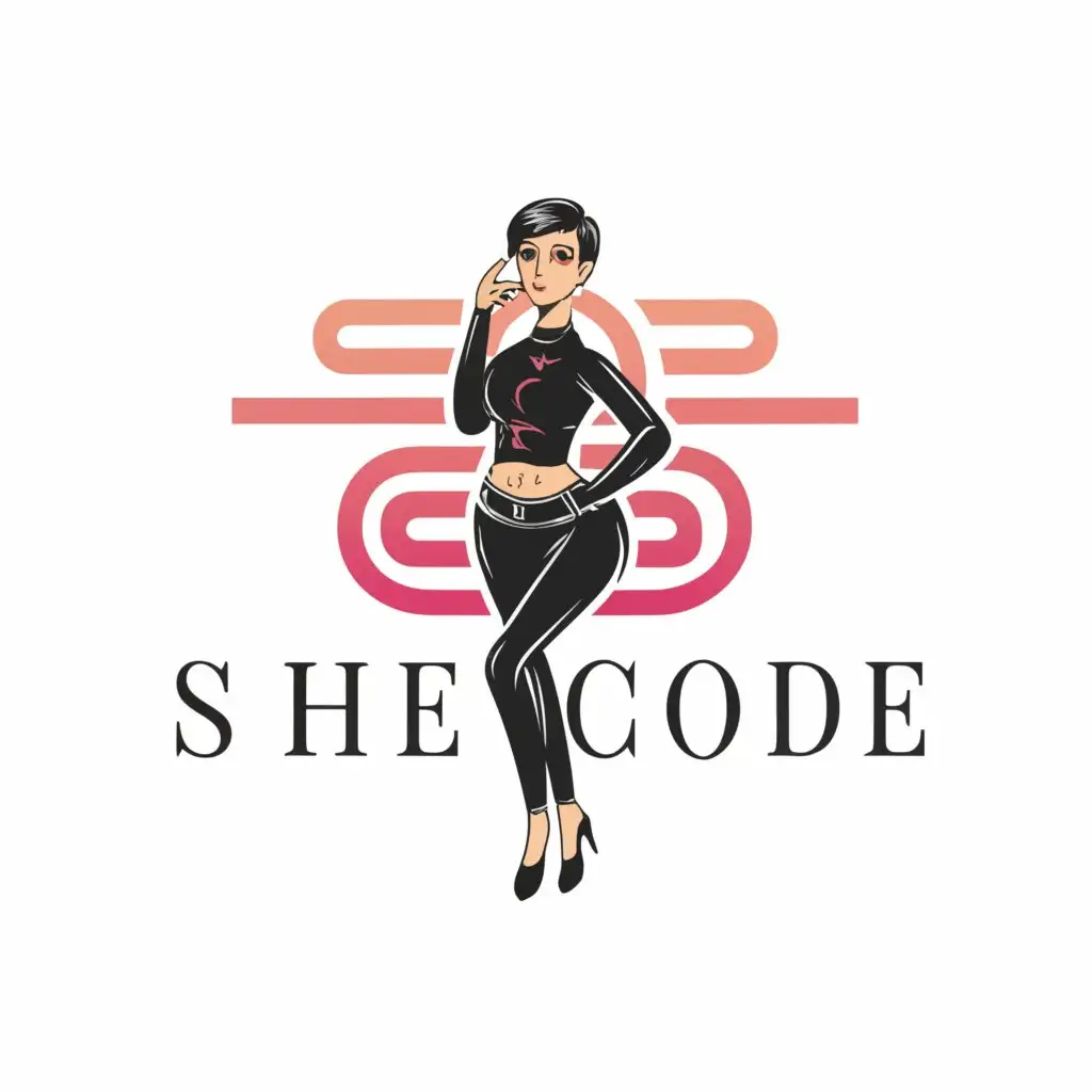 a logo design,with the text "She code", main symbol:girl,Moderate,clear background