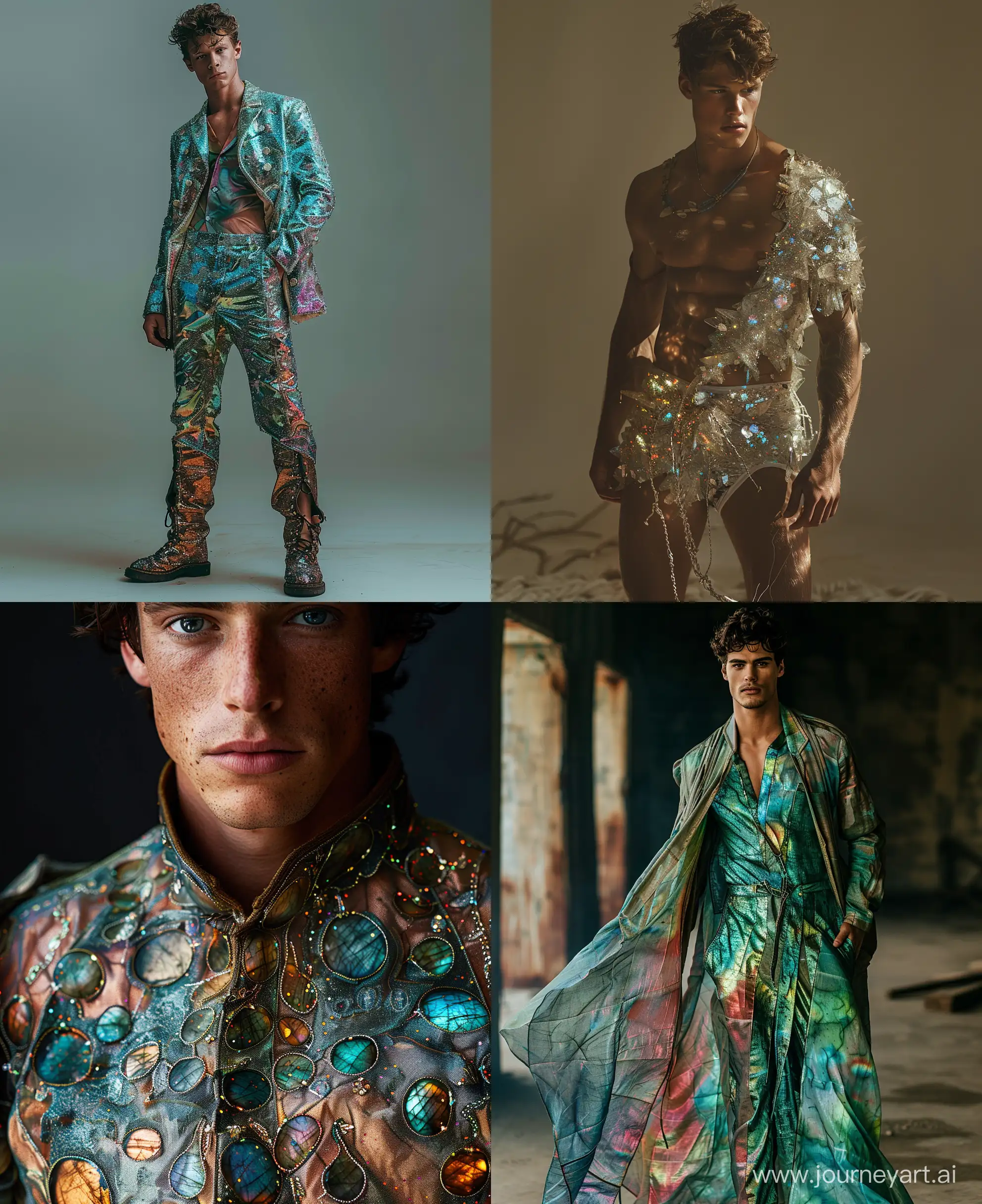 Mysterious-Nocturnal-Fashion-Portrait-Man-in-Crystal-Labradorite-Outfit