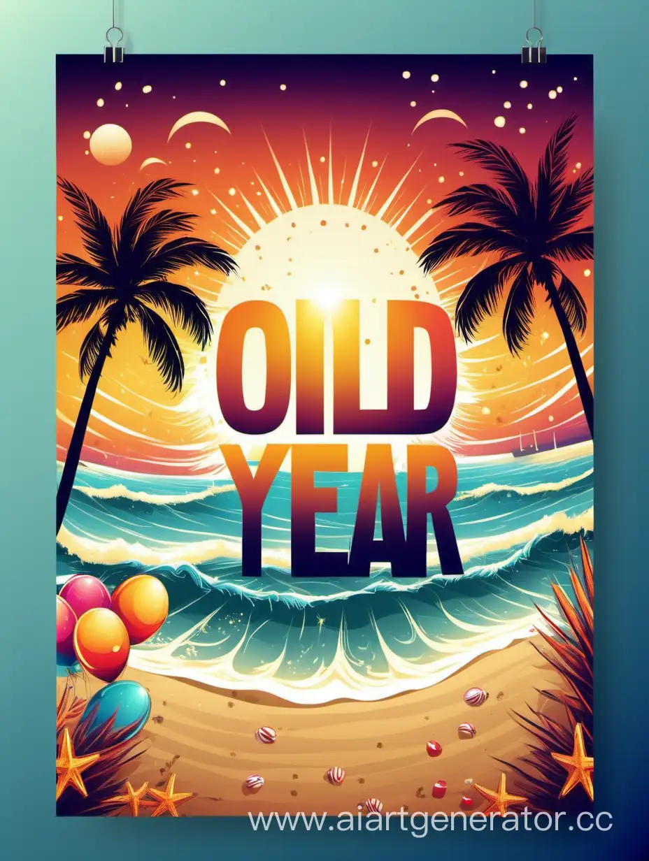BACKGROUND FOR FLYER, OLD NEW YEAR, BEACH PARTY, OCEAN VIEW , SUNSET
