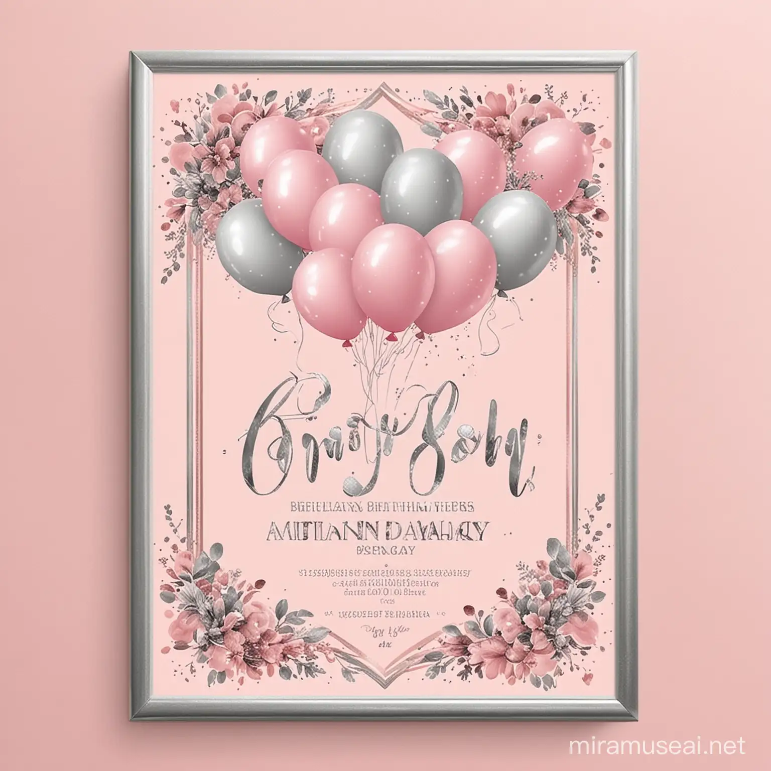 Elegant 60th Birthday Celebration Invitation with Soft Pink and Silver Theme