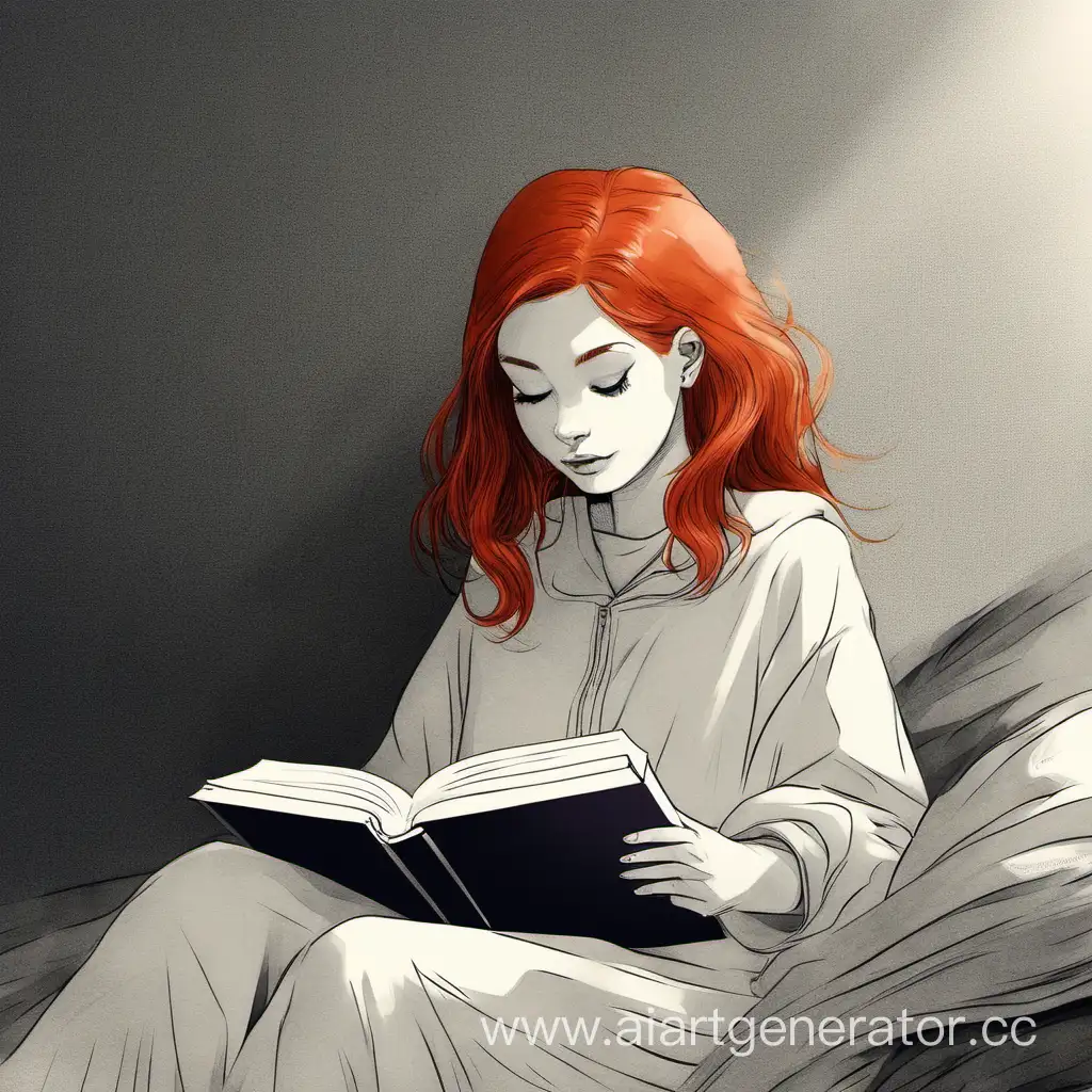 RedHaired-Girl-Immersed-in-Book-Reading
