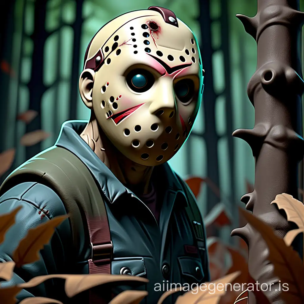 Intimidating-Encounter-Jason-Voorhees-in-Haunting-Forest