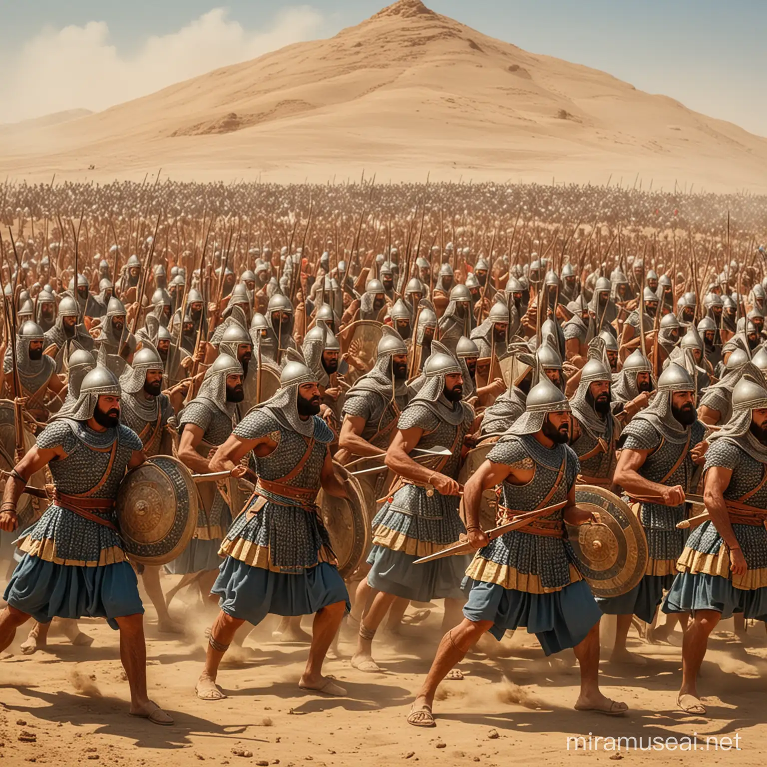Ancient Persian soldiers in battle formation
