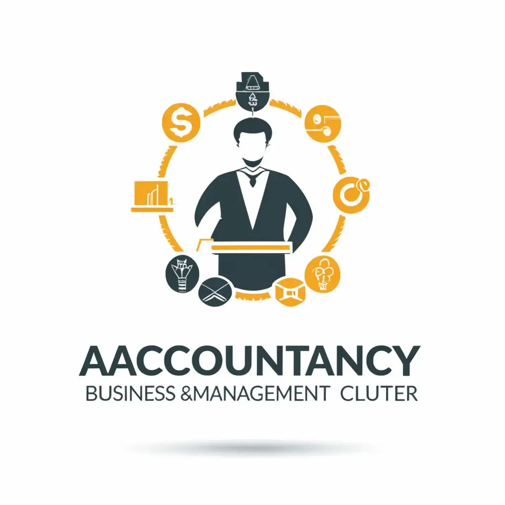 a logo design,with the text "Accountancy, Business and Management Cluster", main symbol:Manager, calculator, money, demand and supply,Moderate,clear background
