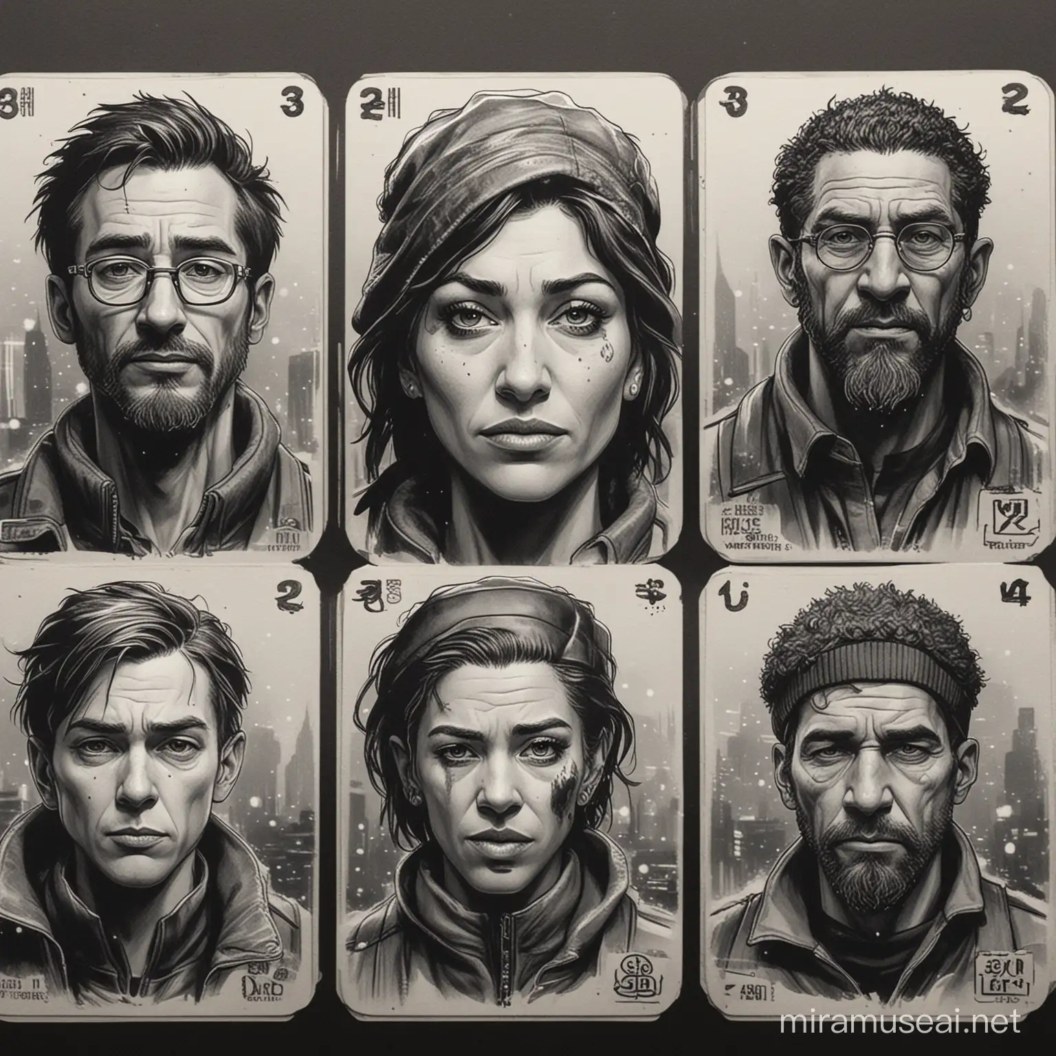 create 8 tokens inspired in characters from the snowpiercer comics