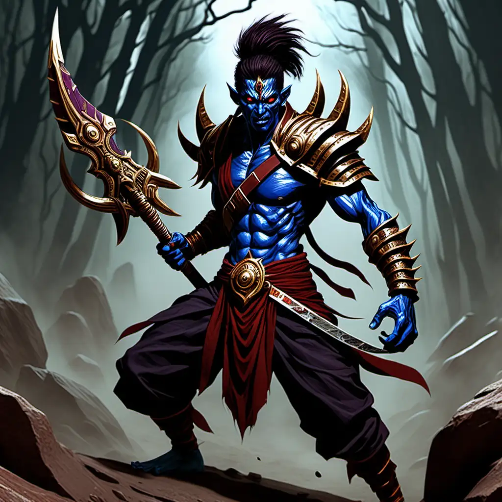 githyanki fighter wielding a glaive using psionic powers