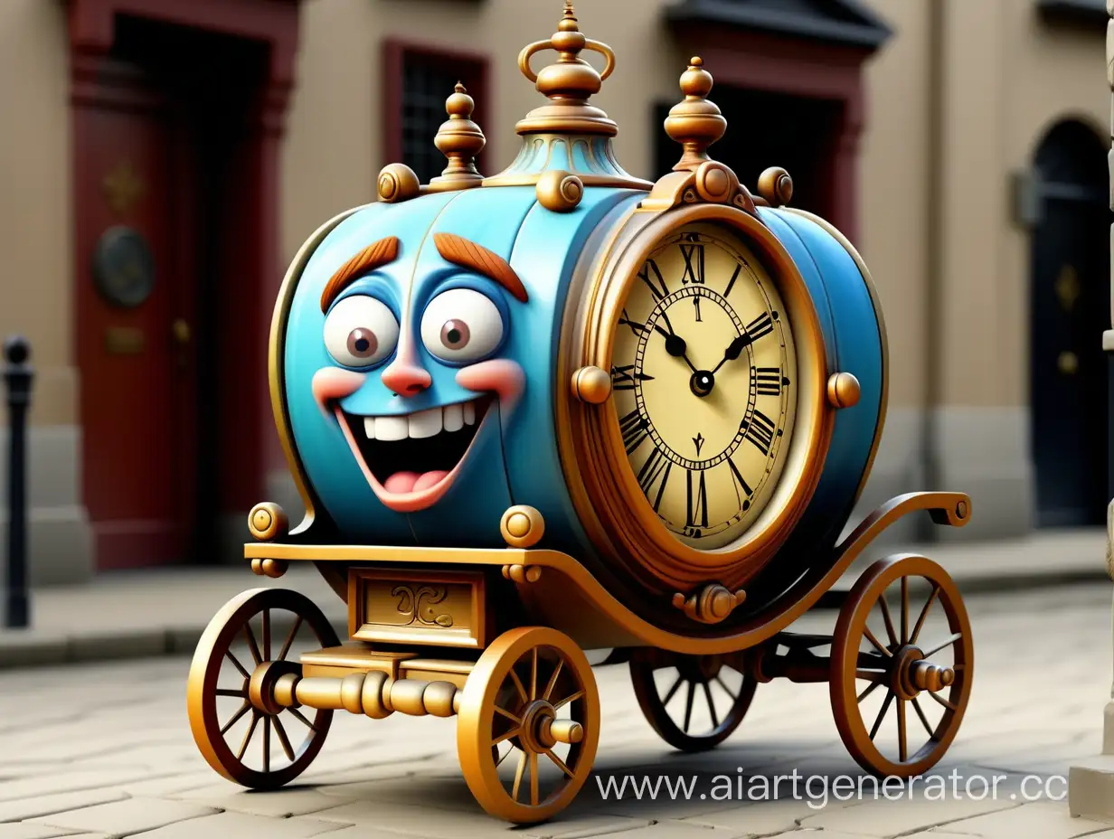 Whimsical-ClockFaced-Carriage-Playful-Timepiece-on-Wheels