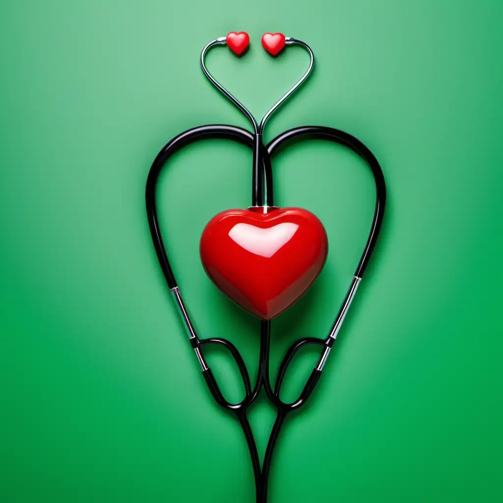 Medical Love Heartshaped Stethoscope on Vibrant Green Background