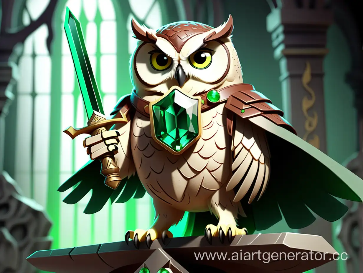 Majestic-Owl-with-Emerald-Sword-Fantasy-Wildlife-Art