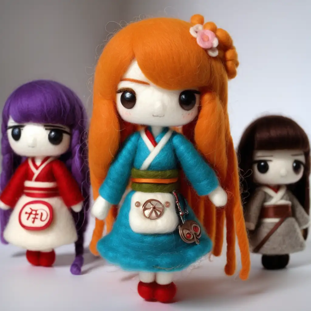 Colorful Needle Felt Anime Women Crafting Scene