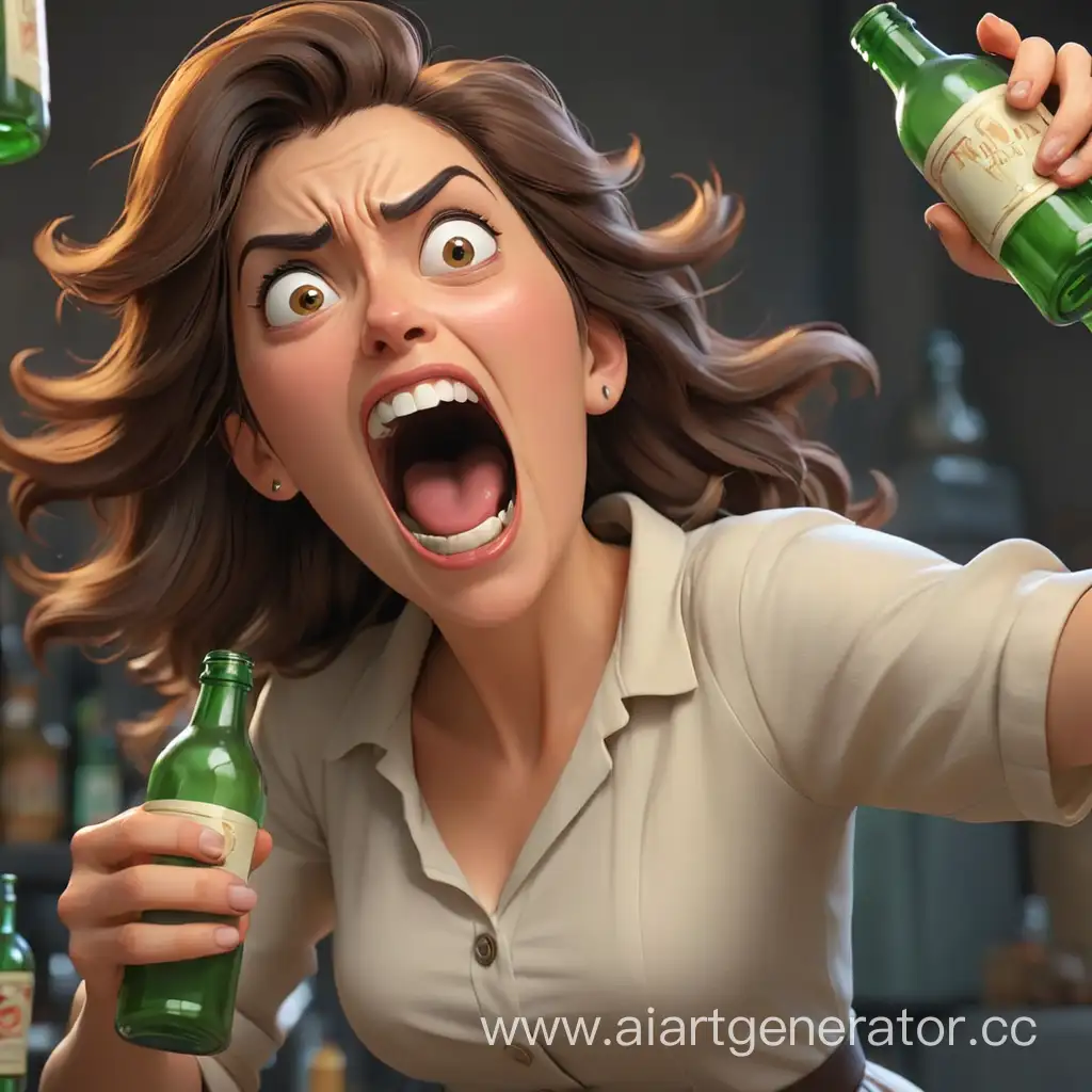 Cartoonish-Woman-Screaming-at-Man-with-3D-Bottles