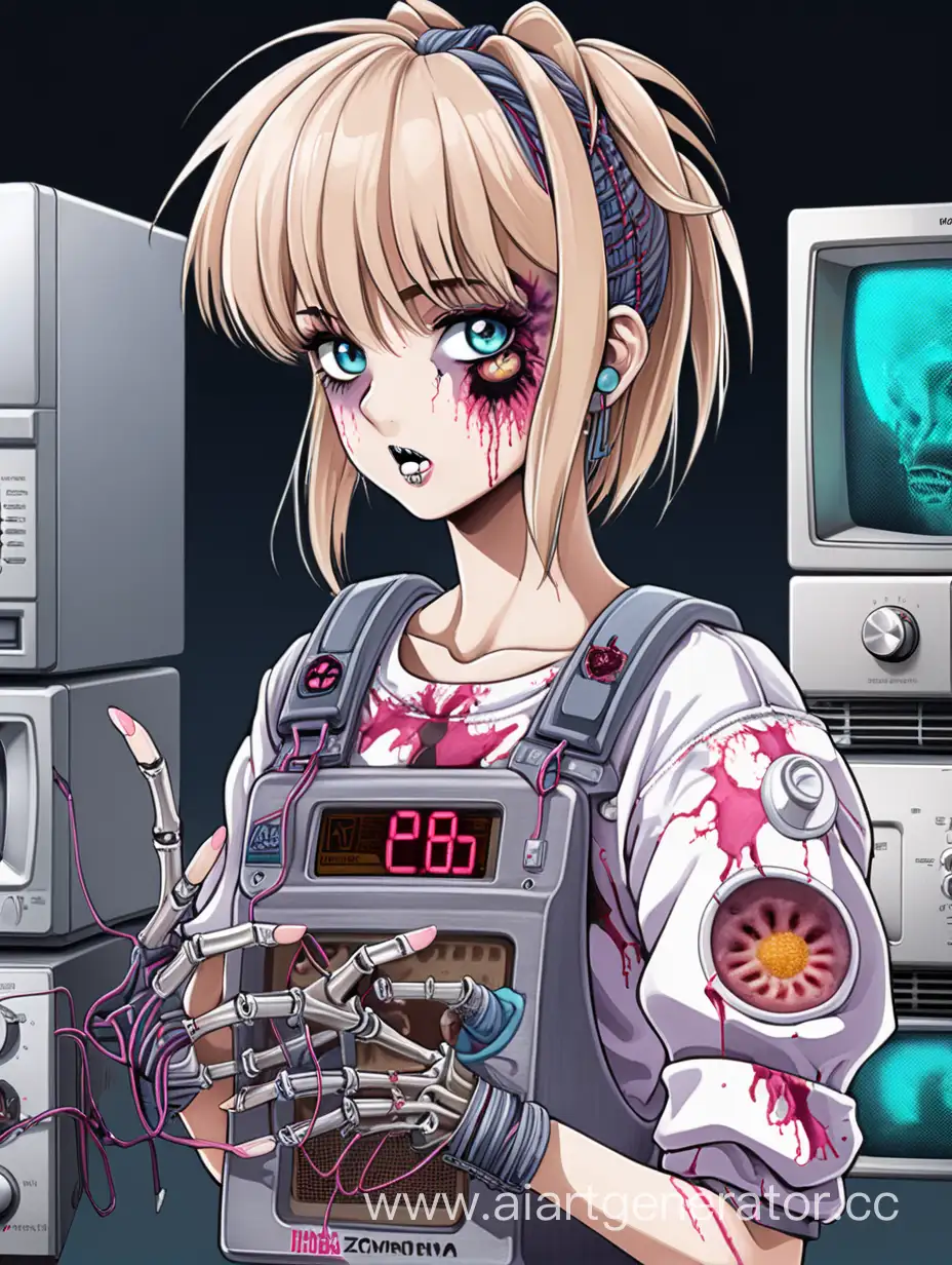 80s-Style-Anime-Girl-Zombie-Microwaving-with-Unusual-Clothing