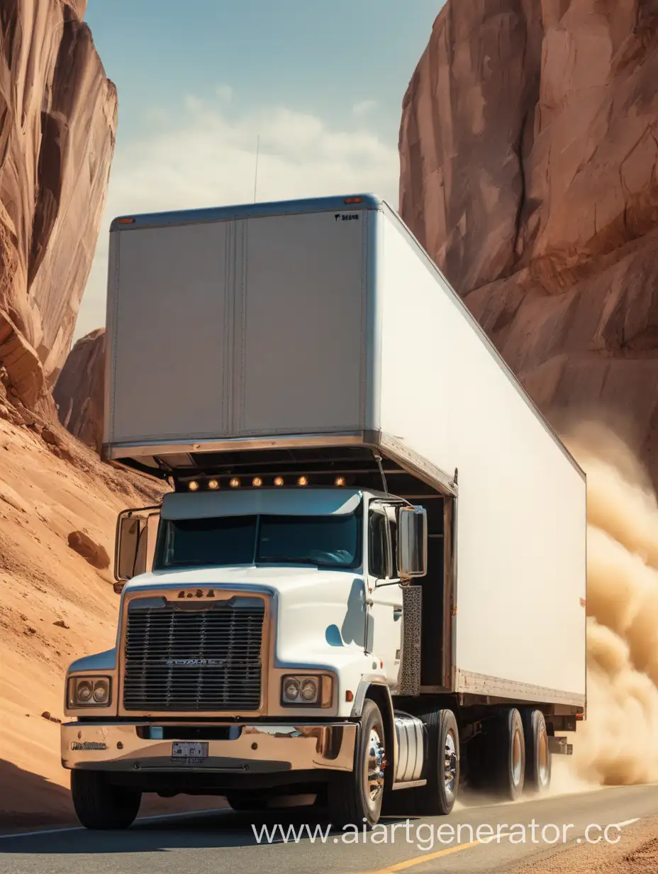 Approaching-Truck-on-a-Desert-Highway