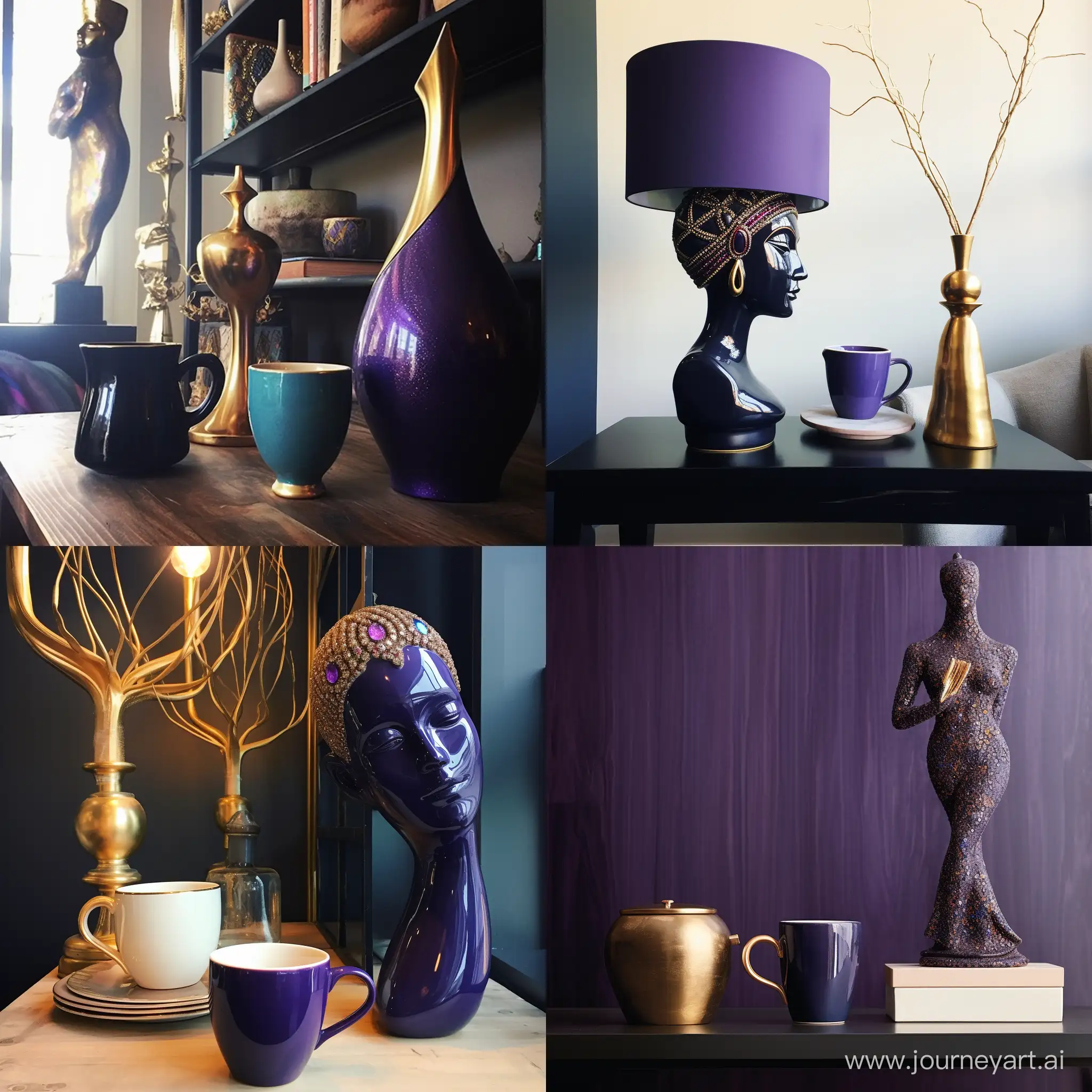 /imagine a sleek friendly lamp genie emerging from a human-shaped mug, but magical. Add subtle sparkles for enchantment. Use jewel tones (deep purples, blues, gold). Keep it clean, scalable, and modern.