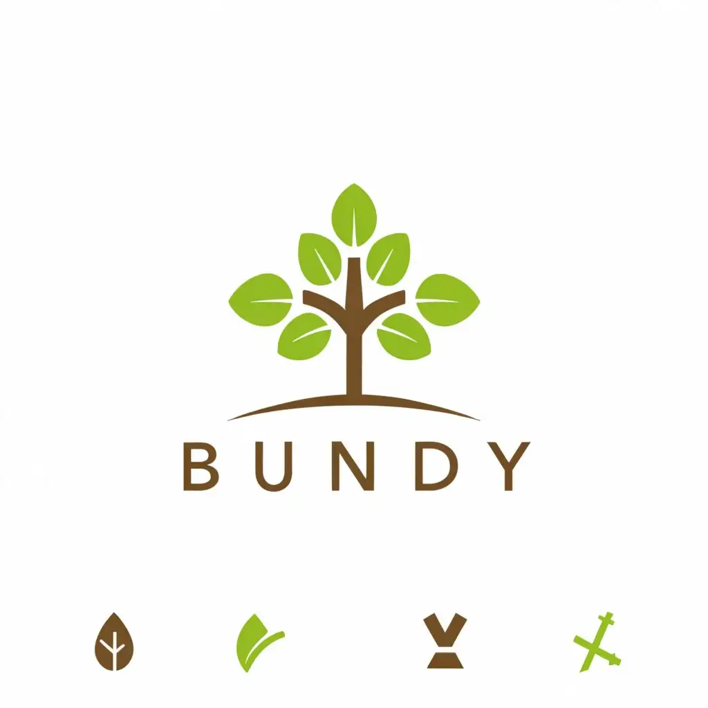 a logo design,with the text "bundy", main symbol:tree with 6 leaves,Moderate,be used in Religious industry,clear background