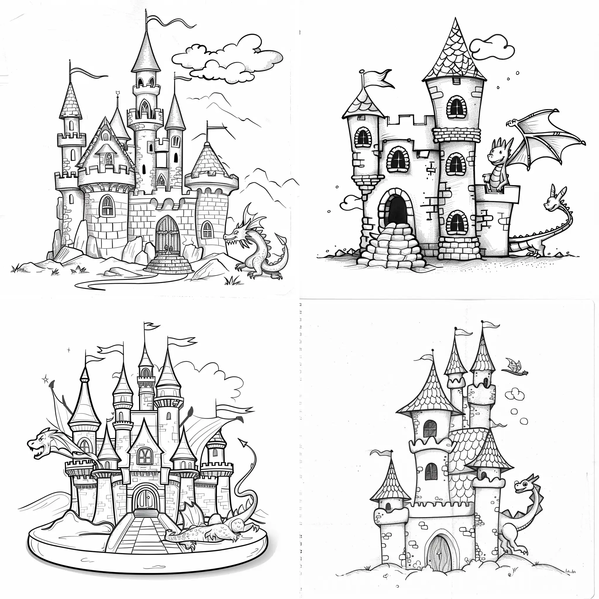 Adorable-Castle-and-Dragon-Coloring-Page-for-Kids