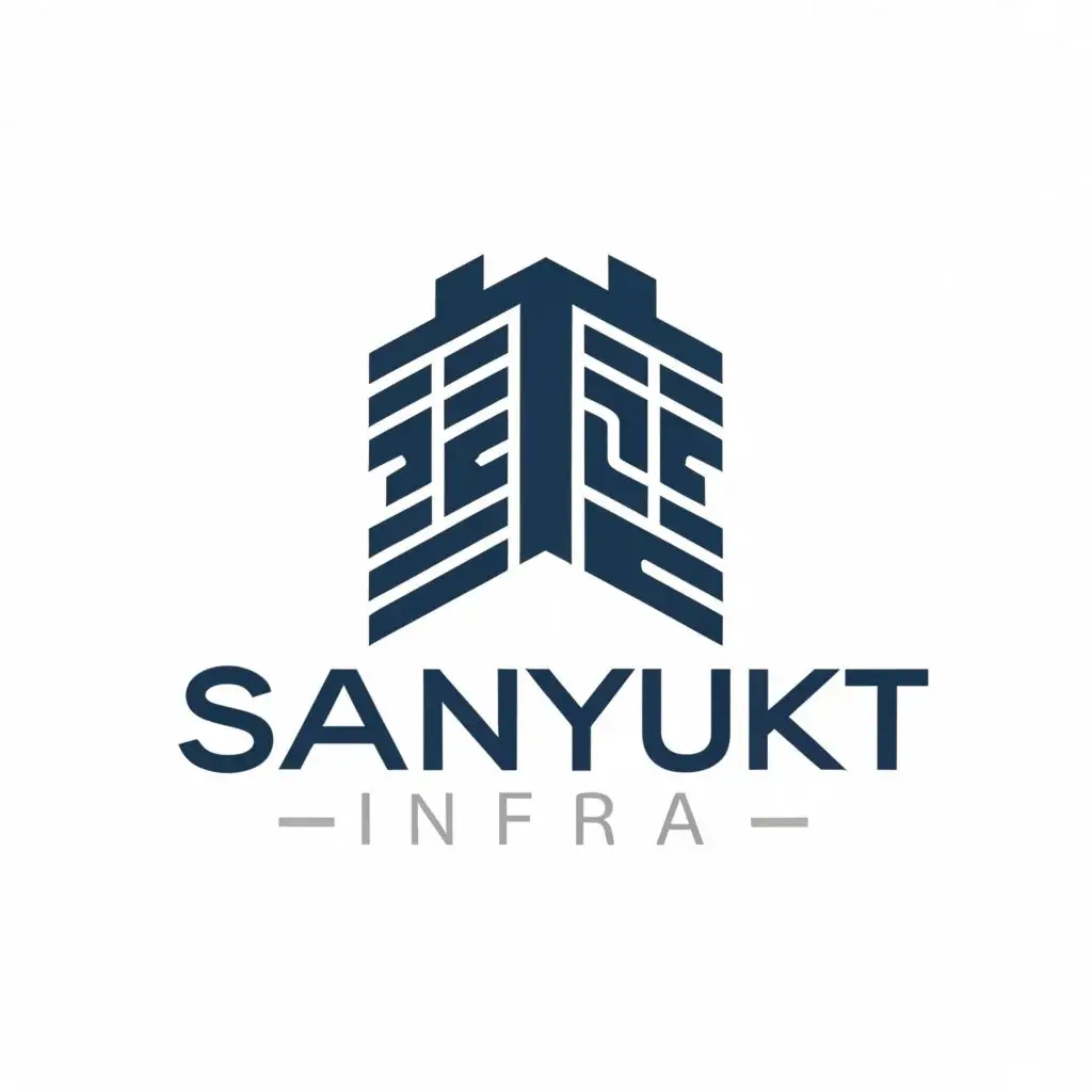 LOGO-Design-For-Sanyukt-Infra-Strong-Typography-with-Emblematic-Building-Symbolism-for-Construction-Industry