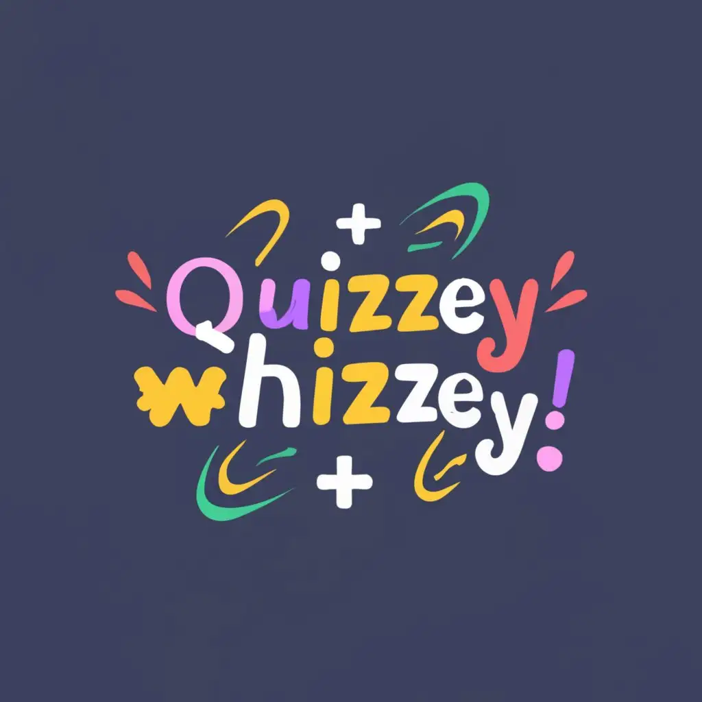 logo, 💡, with the text "Quizzey Whizzey", typography, be used in Entertainment industry