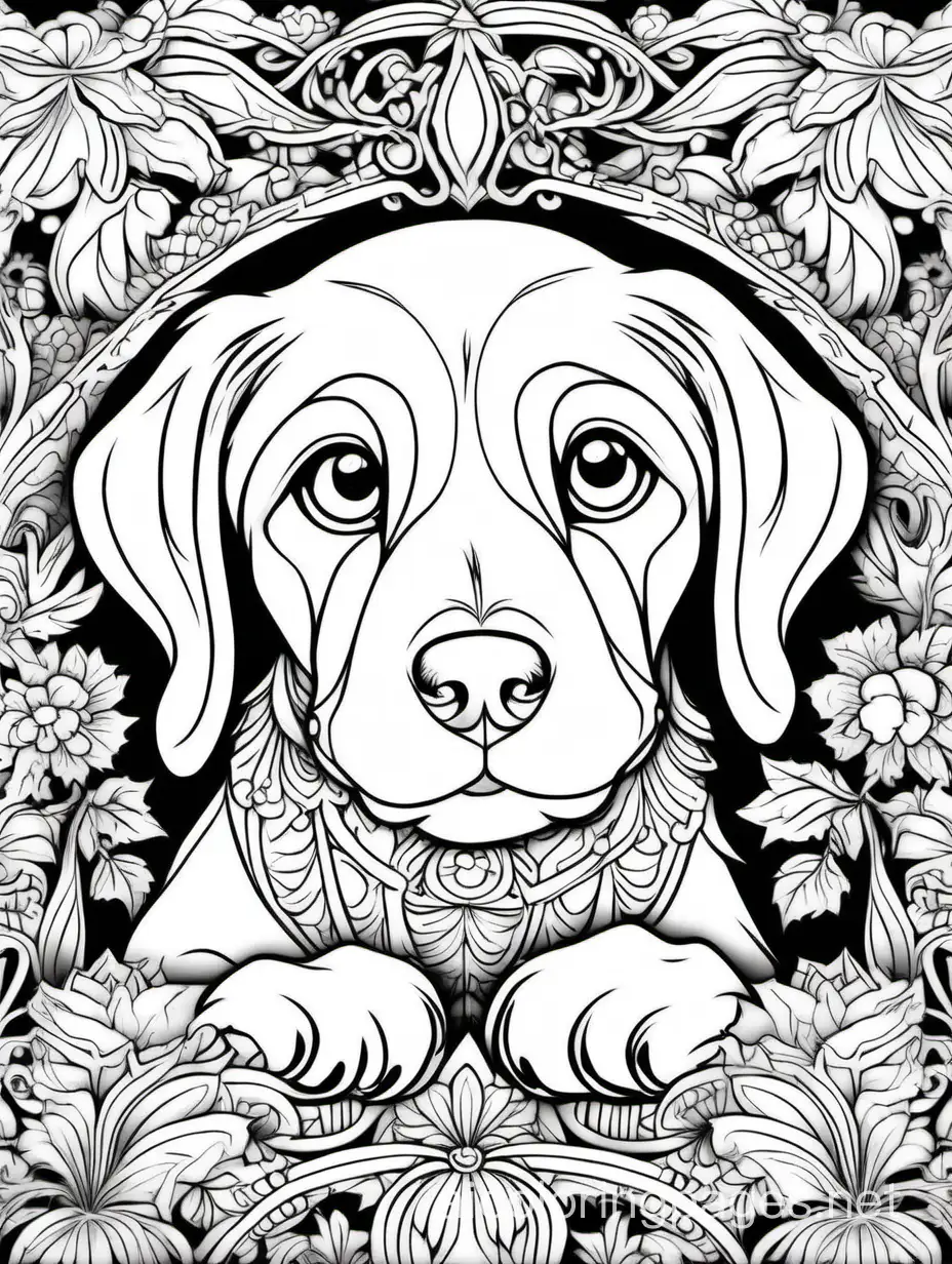 Detailed-Puppy-Coloring-Page-Fine-Line-Art-on-White-Background-for-Easy-Coloring