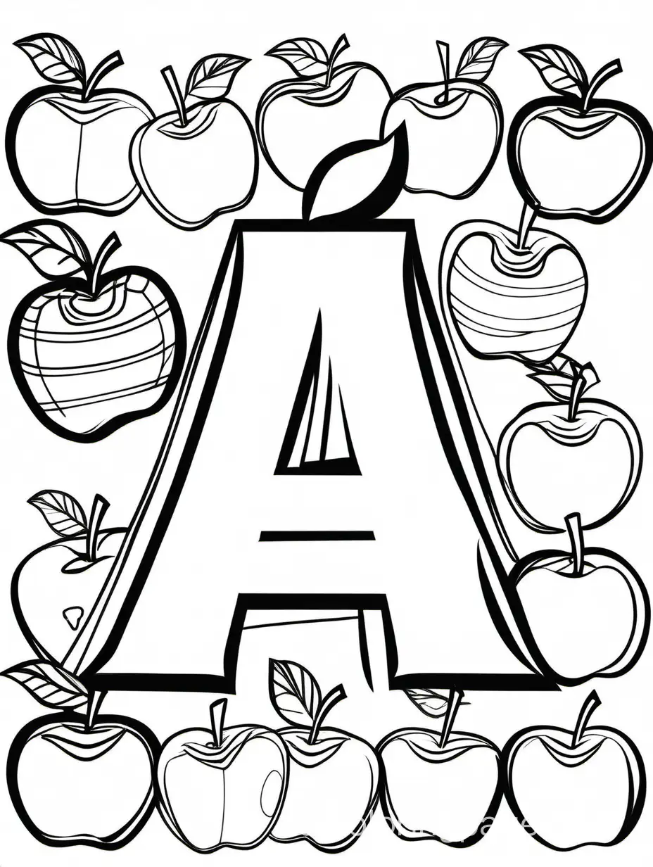 Alphabet-Coloring-Page-Big-Letter-A-with-Apples