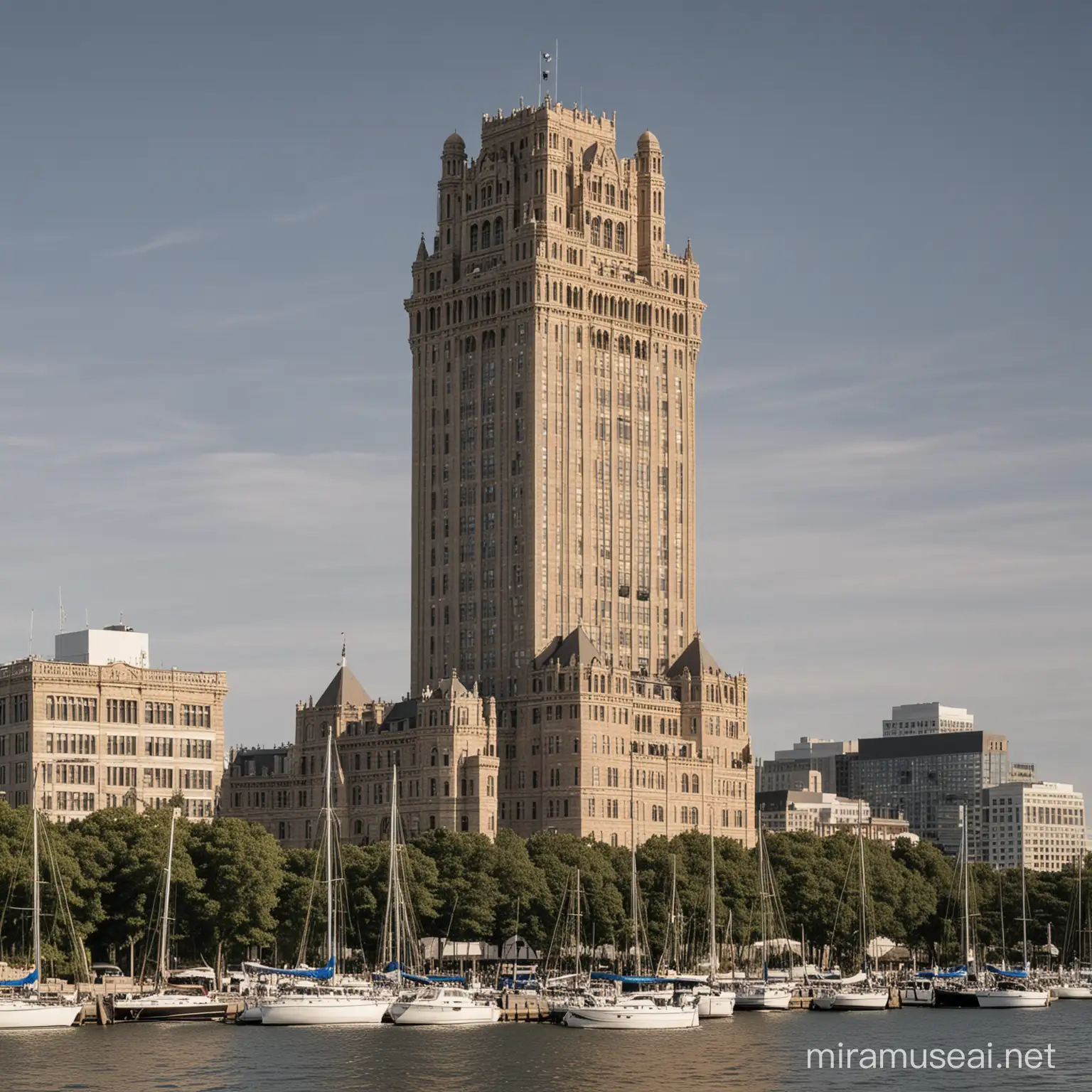 Wentworth Tower Iconic Gothic Skyscraper in Belmont Harbor