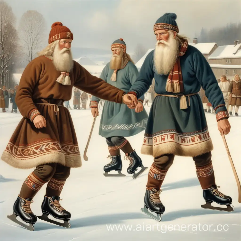 Ancient-Scandinavians-Figure-Skating-on-Frozen-Lake