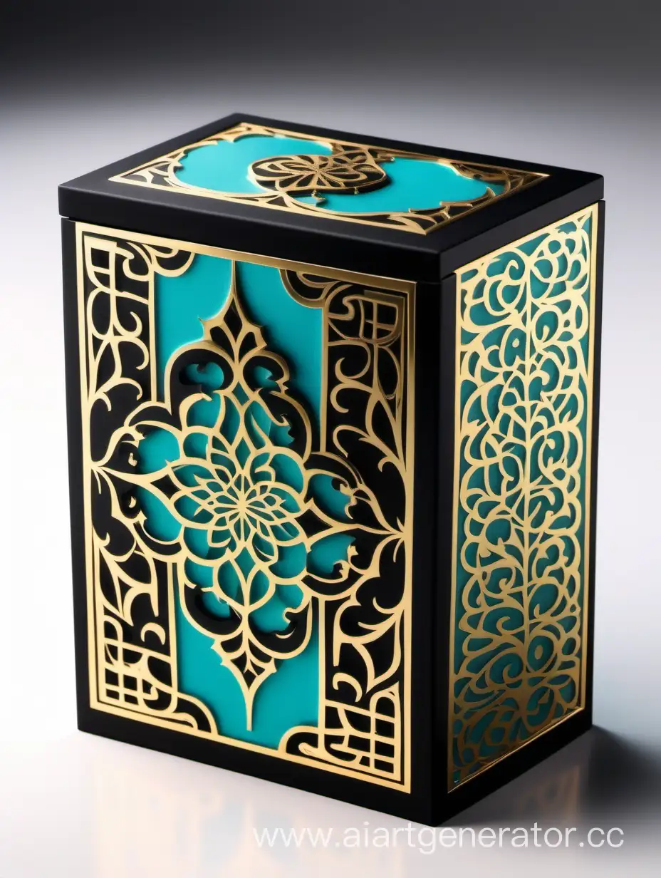 Luxury-Perfume-Box-Elegant-Black-and-Gold-Turquoise-Design-with-Arabesque-Pattern