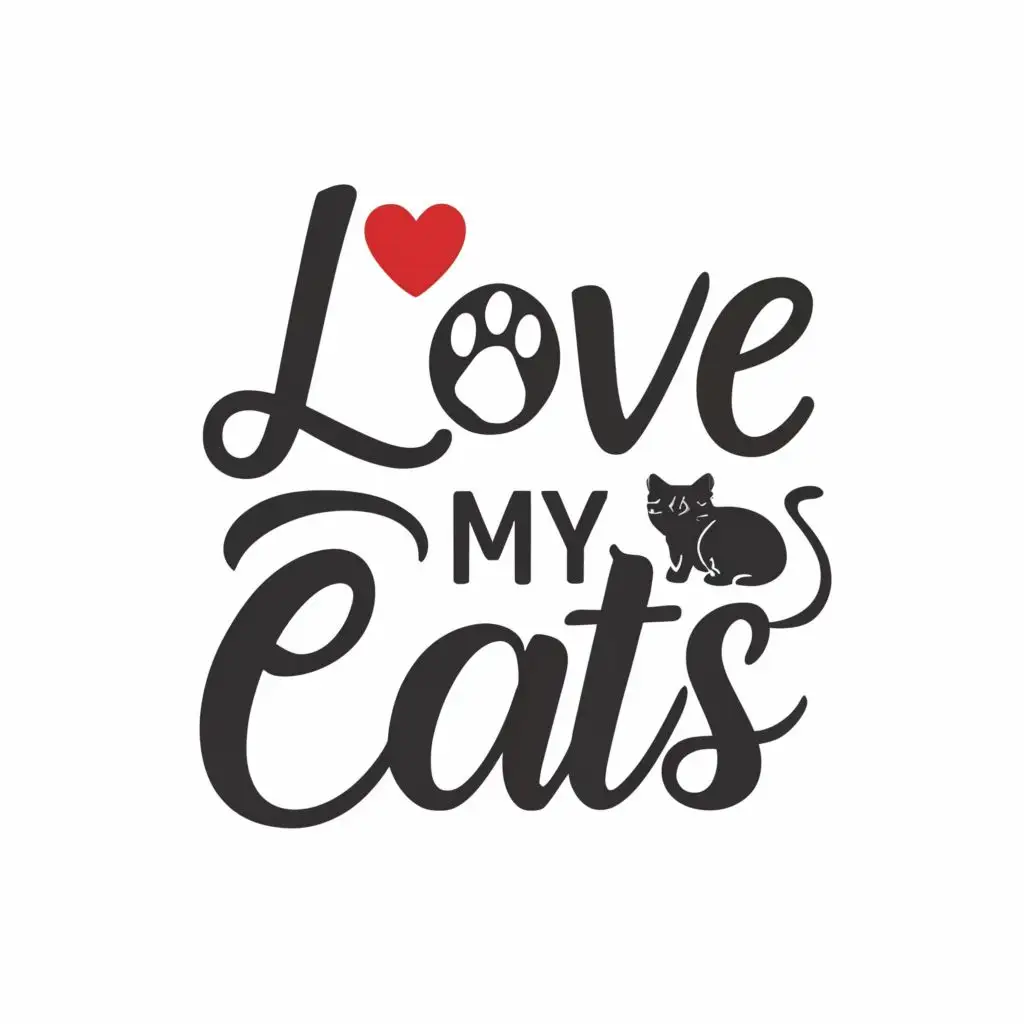 logo, I love my cats, with the text "I love my cats", typography