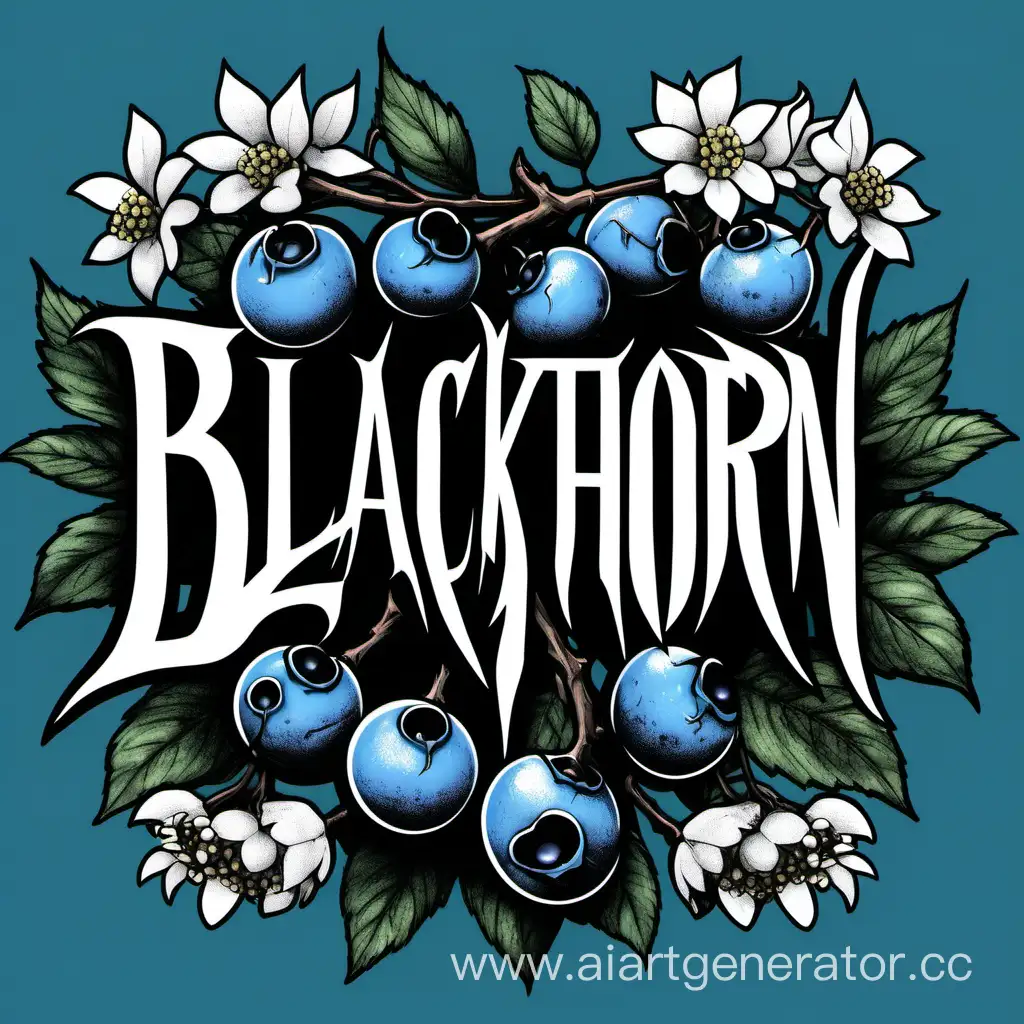 Blue-Berries-and-Thorn-Branch-Logo-Design-for-Emo-Music-Band-Blackthorn