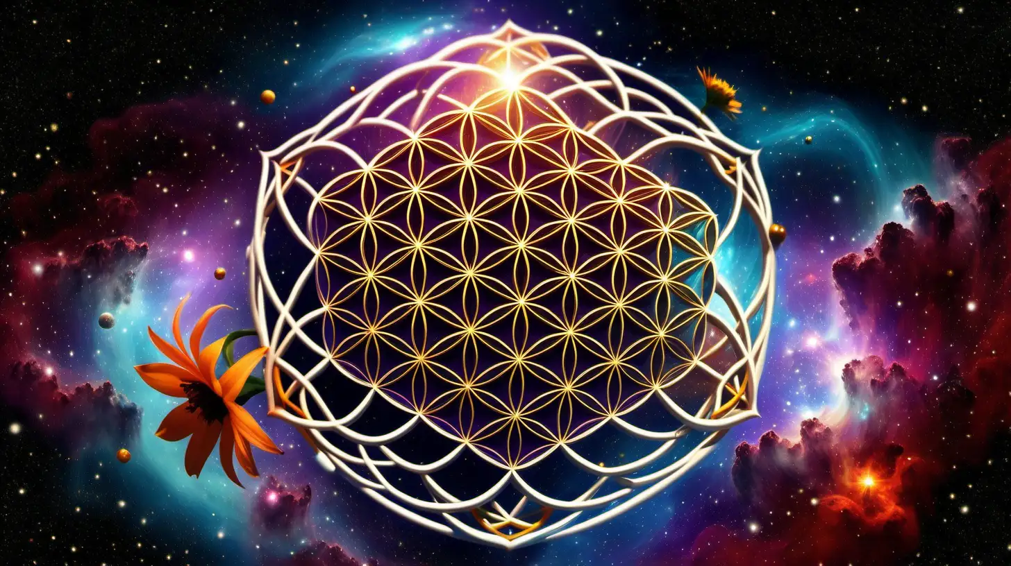 Celestial Blossom Crafting the Flower of Life in Space