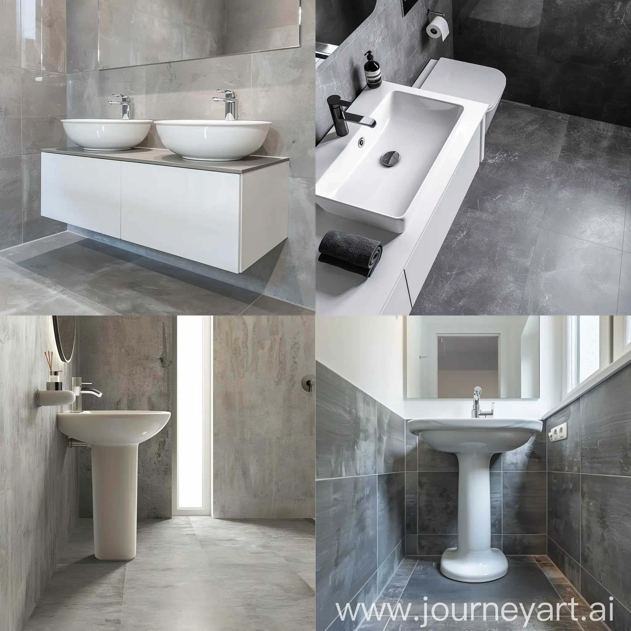 Modern-Bathroom-with-Gray-Floor-and-White-Sink