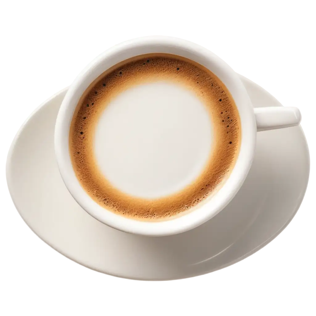 UltraDetailed 4K PNG Image Top View of Coffee in a White Cup | PNG Prompt