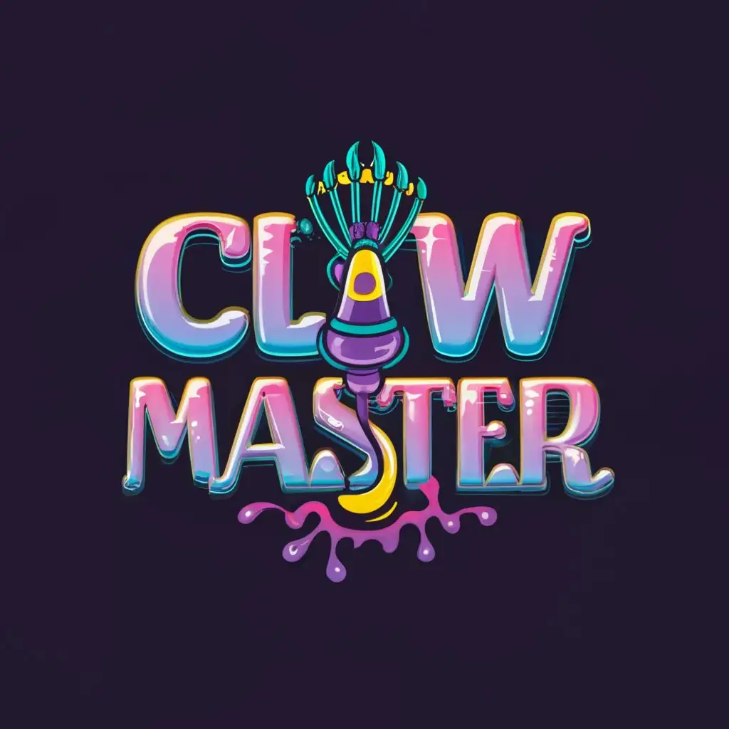 logo, claw machine, with the text "Claw Master", typography