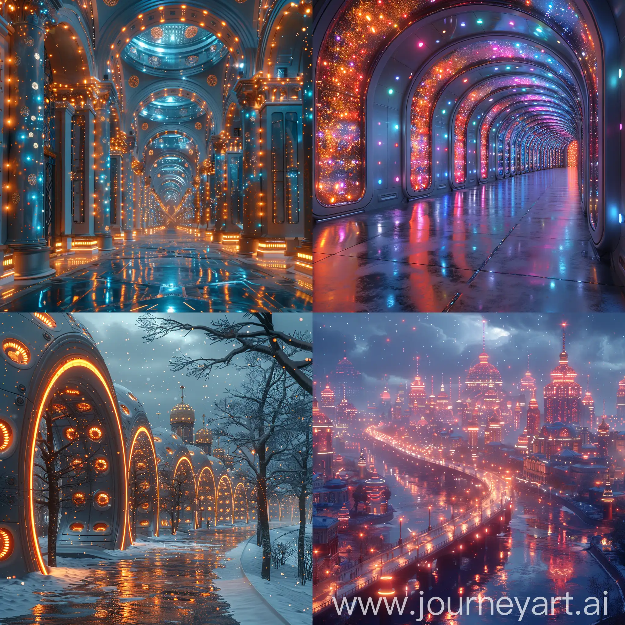 Futuristic Saint Petersburg, futuristic style of high tech, futuristic style of organic LEDs, octane render --stylize 1000