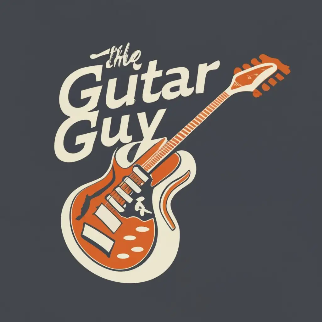 logo, An electric guitar, with the text "The Guitar Guy", typography