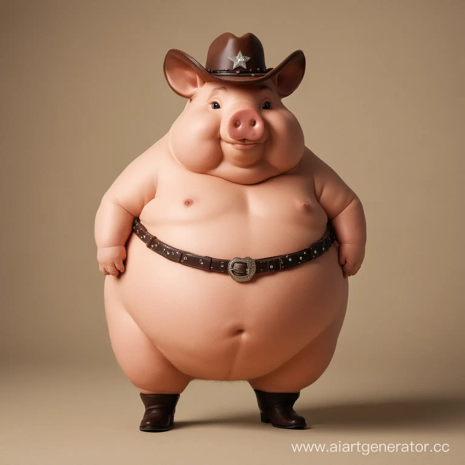 Chubby-Cowboy-Pig-in-Western-Attire