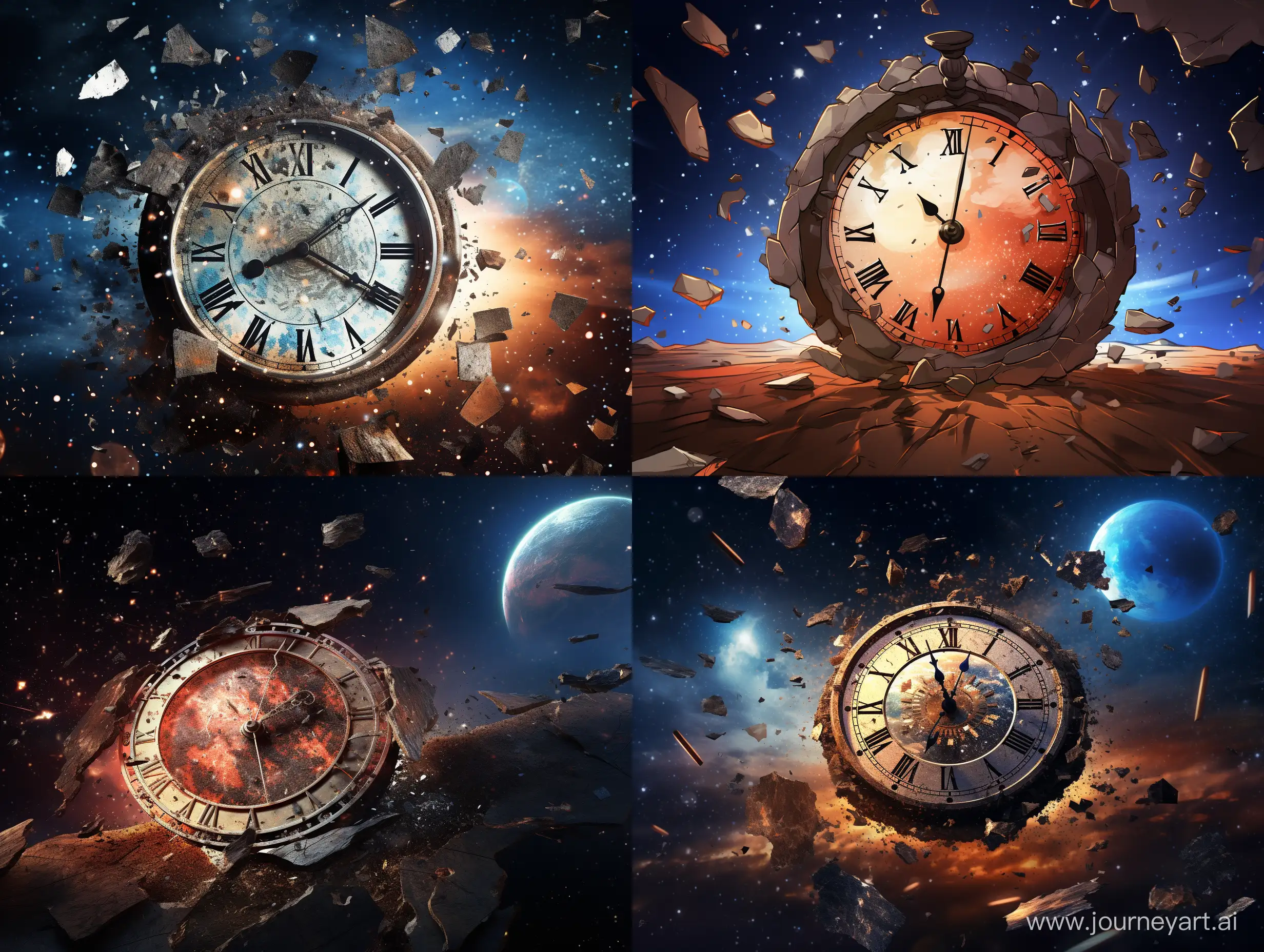 Broken-Time-Clock-in-Space-Background