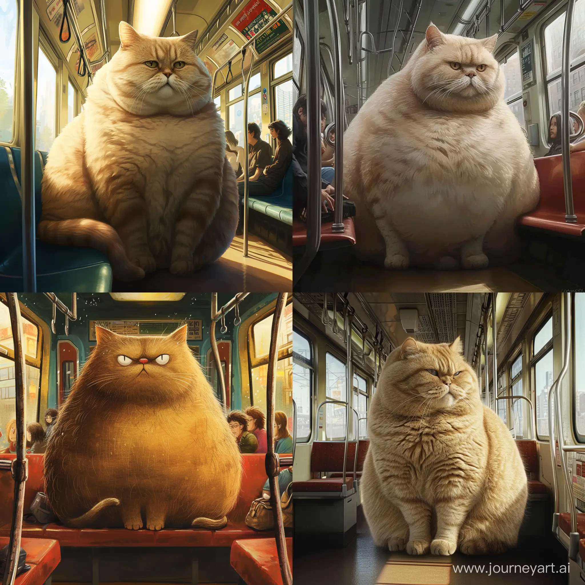Большой круглый кот сидит в поезде недовольный тем что его теснят