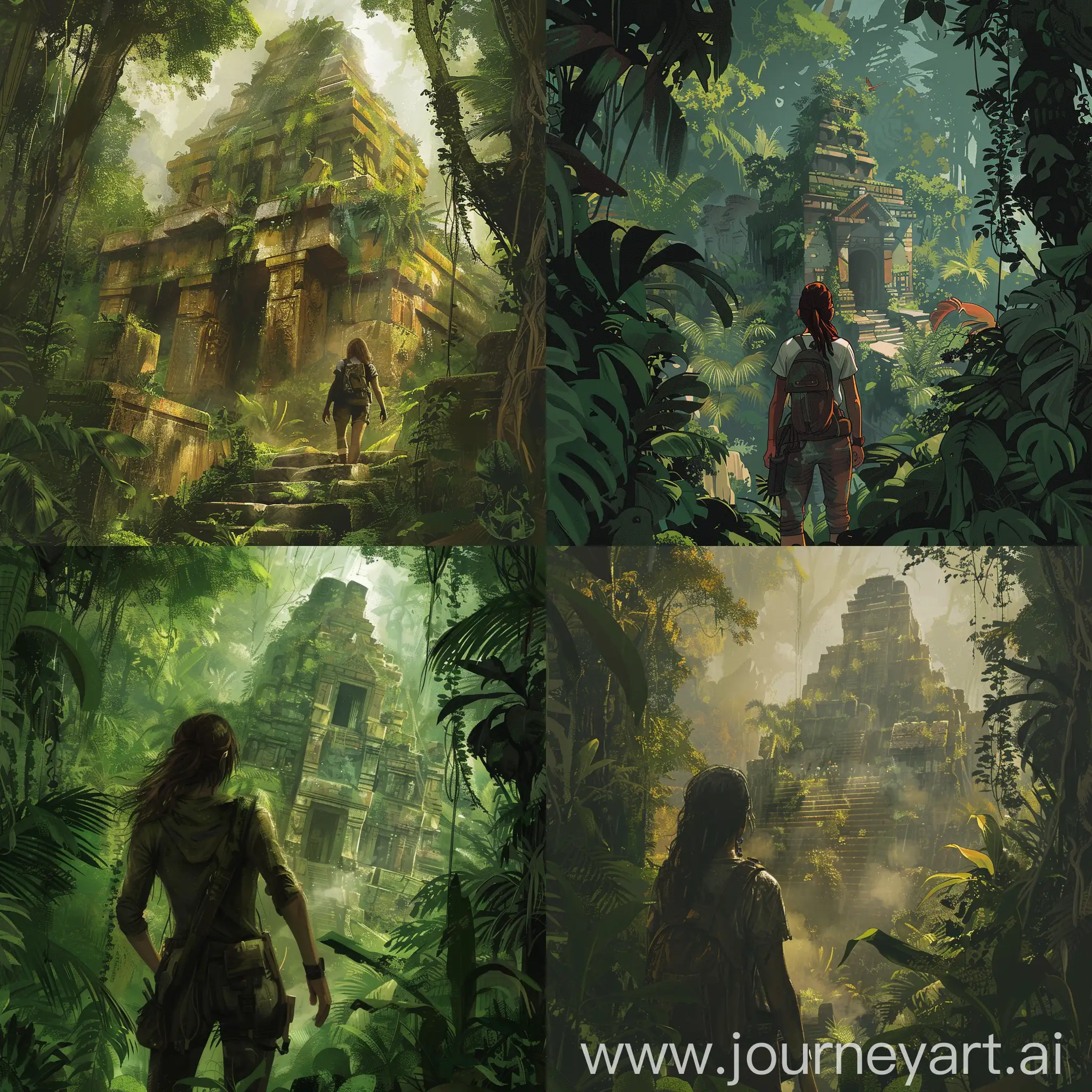 Amelia, a skilled archaeologist, finds herself deep within the heart of the Amazon rainforest. She's been on an expedition for weeks, searching for a long-lost ancient civilization rumored to hold the key to a mysterious power. As she delves further into the dense foliage, she stumbles upon an overgrown temple hidden from modern eyes for centuries. The air is thick with anticipation as she realizes she's reached the midpoint of her journey. Write about the challenges she faces, the discoveries she makes, and the unforeseen alliances or conflicts that arise during this critical phase of her expedition.