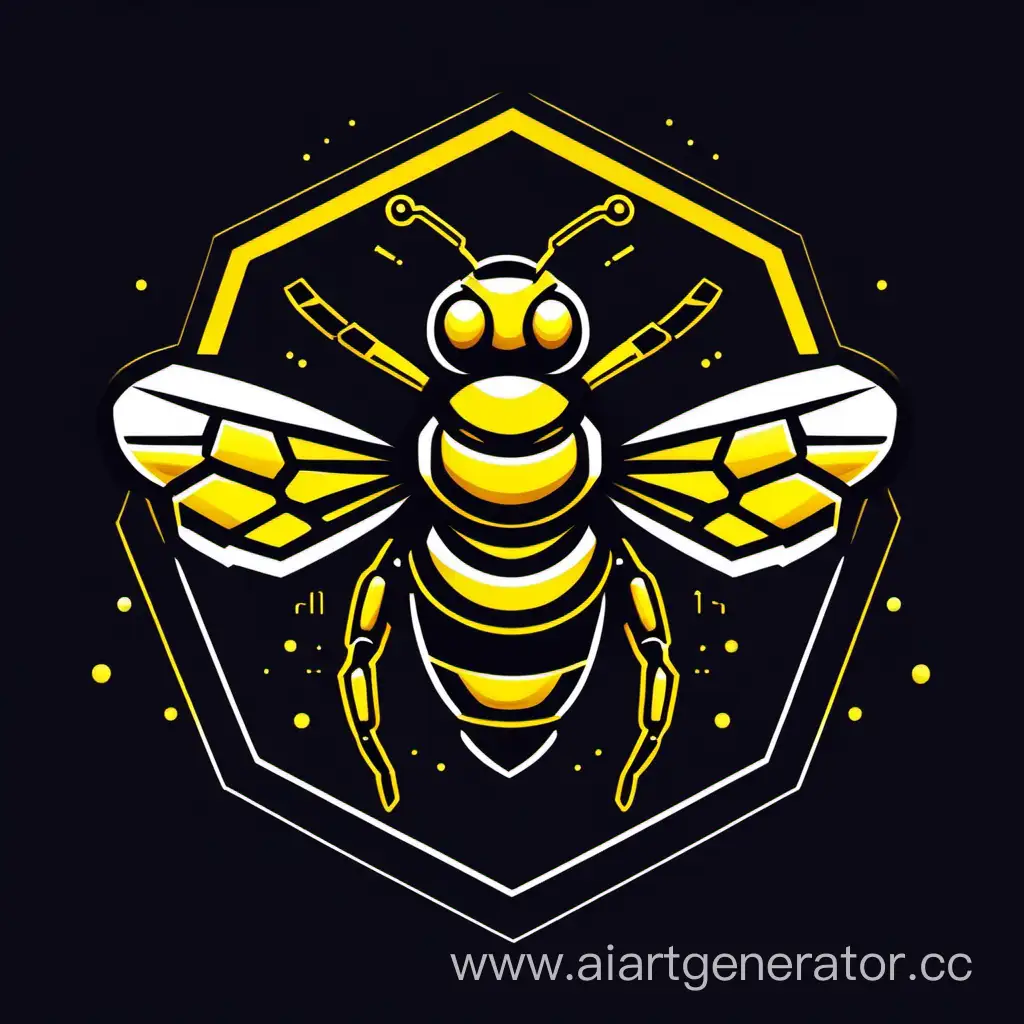 логотип пчелы,стиль киберпанк