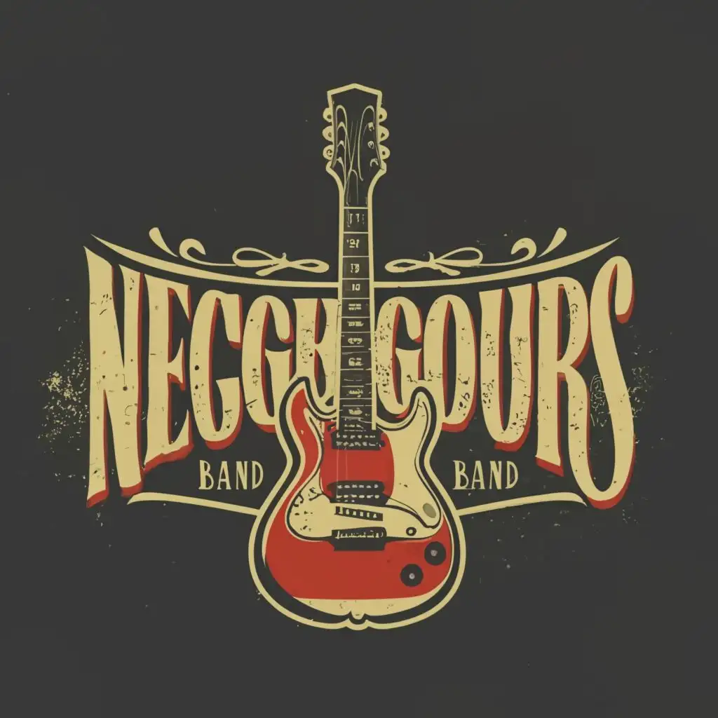 logo, Electric Guitar, with the text "Neighbours Band", typography, be used in Entertainment industry