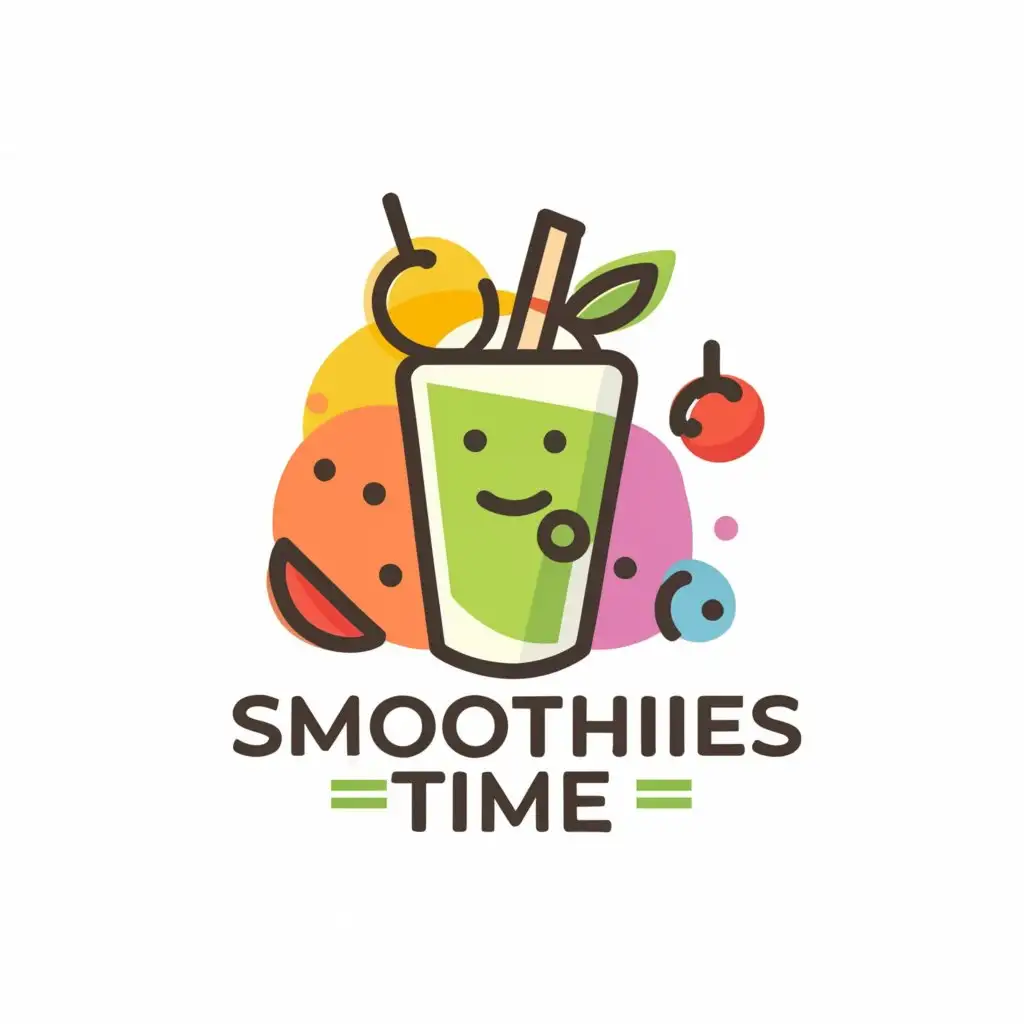 LOGO Design for Smoothies Time Refreshing Green and Orange with Fruit  Slices and Tropical Vibe