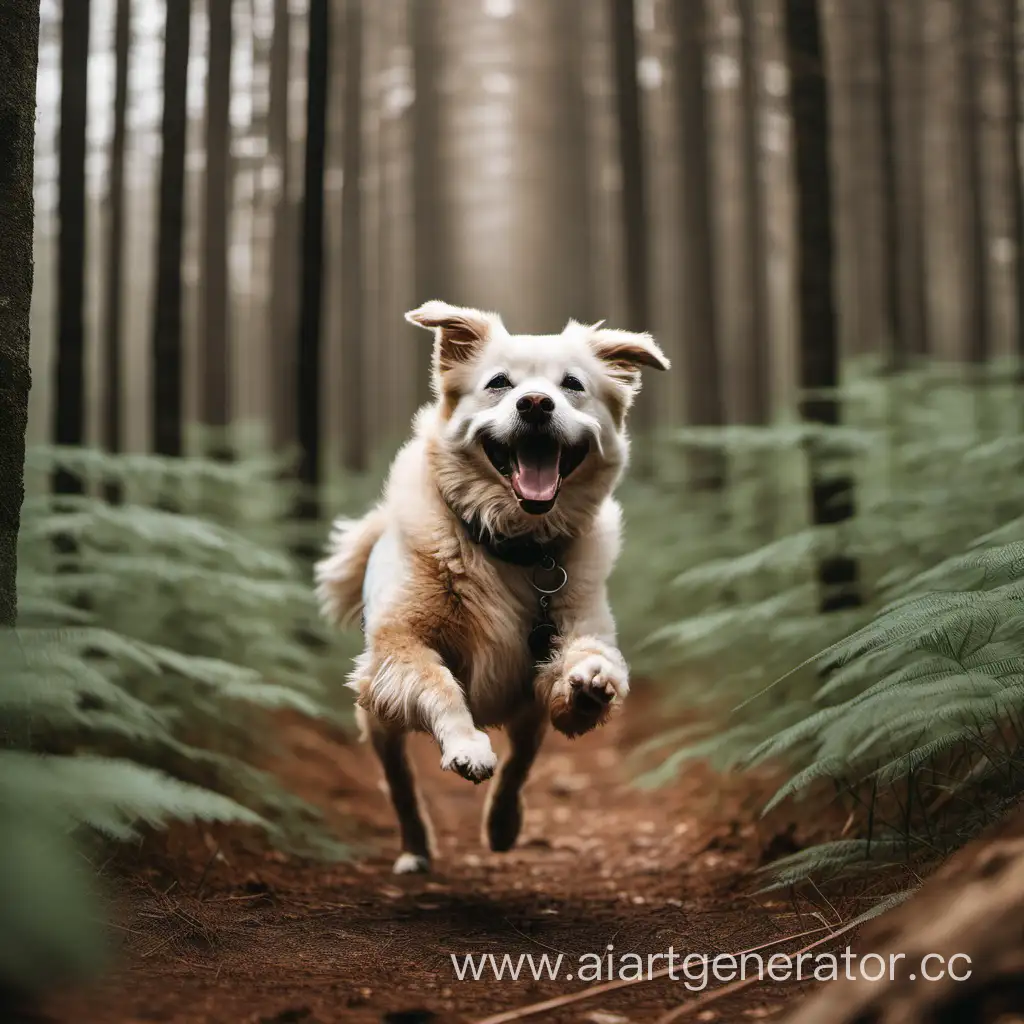 счастливая собака в лесу