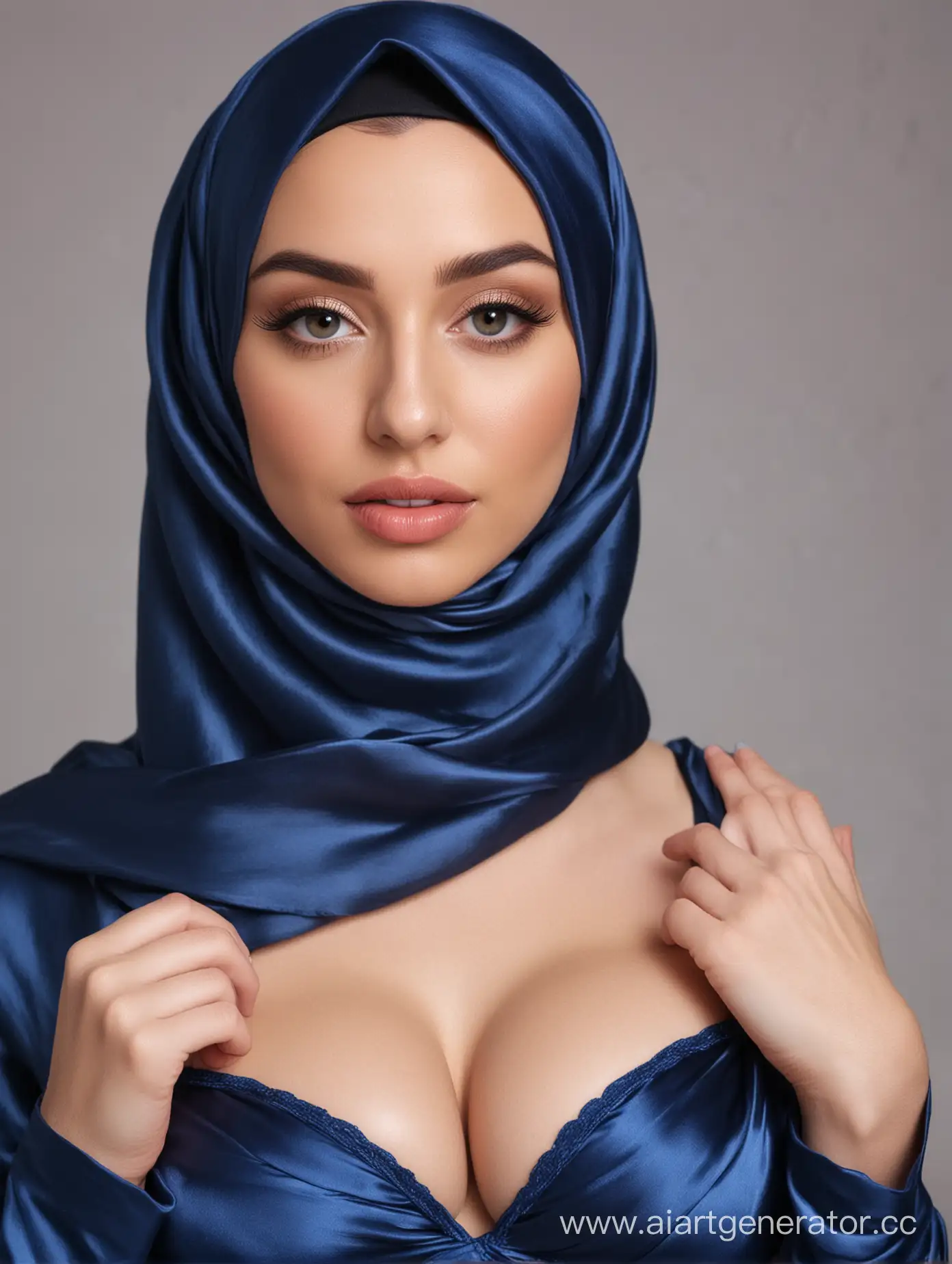 Young-Woman-in-Elegant-Blue-Hijab-and-Lingerie