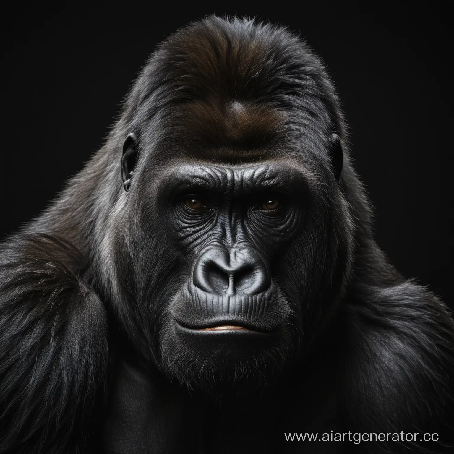 Majestic-Gorilla-Portrait-on-Black-Background