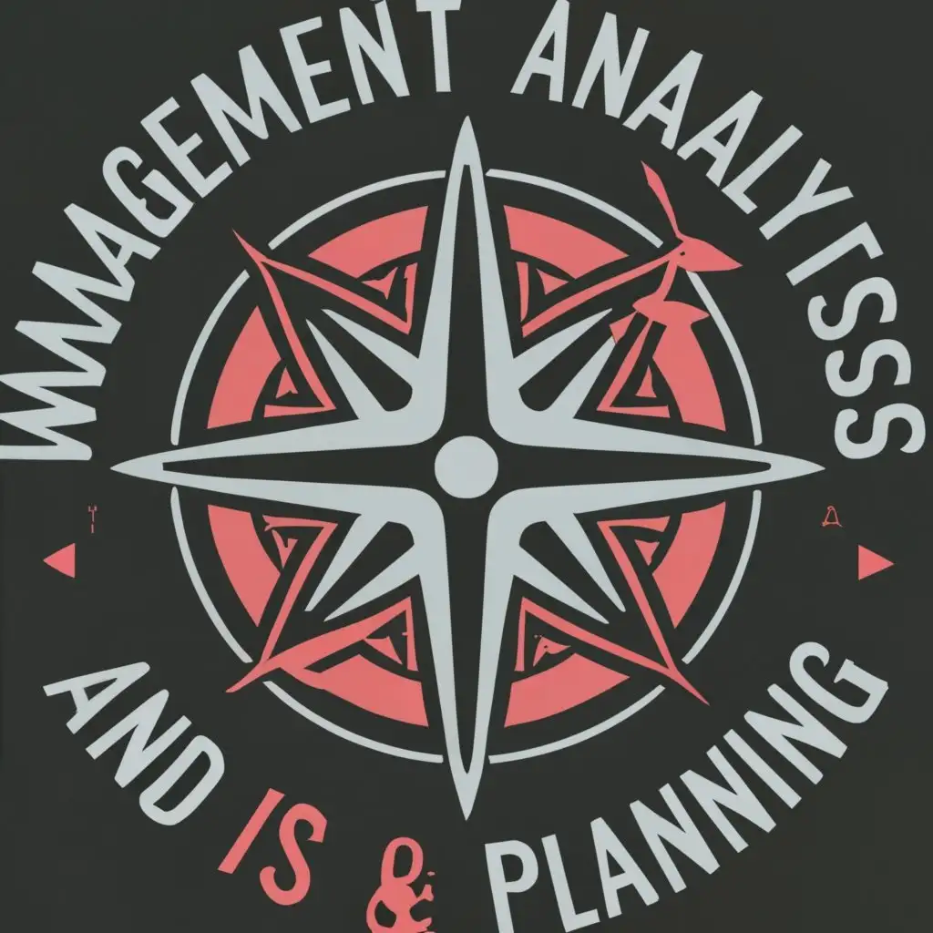 logo, Rose Compass, with the text "Management Analysis and Planning", typography