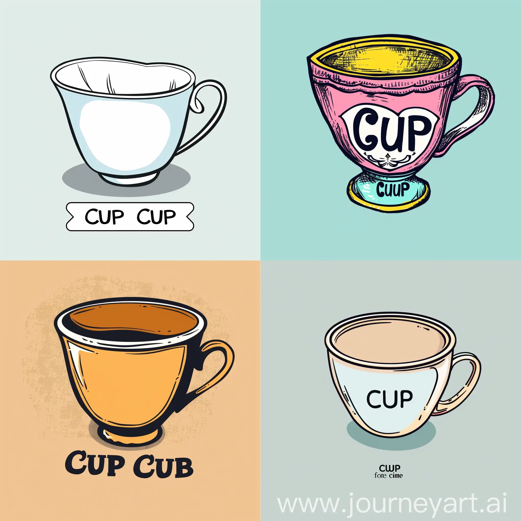 Please help me create a picture, the main body of which is a cup with the words "Cup Cup" marked below the main body. This picture will be used as the avatar for the store's homepage