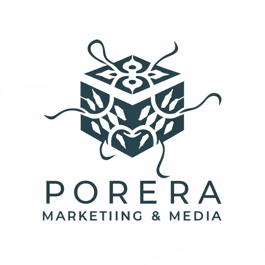 a logo design,with the text "Porier Marketing & Media", main symbol:Pandora's box,Minimalistic,be used in Internet industry,clear background